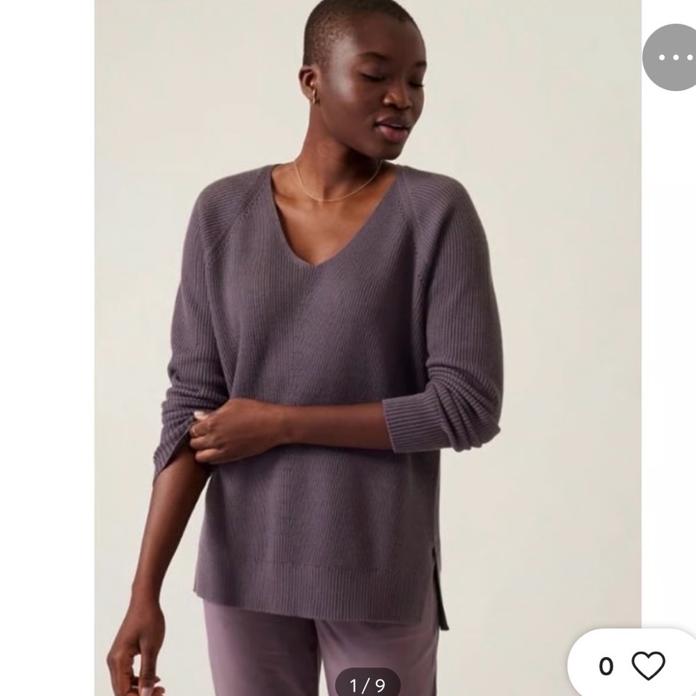 Athleta Hanover Refined V-Neck Sweater Fine Merino Wool Dusk Violet size XS